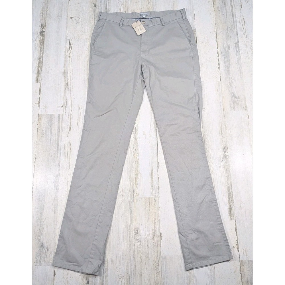 Peter Millar Mens Crown Pilot Twill Pants 34x35 Gray Chino ME0B06 NEW